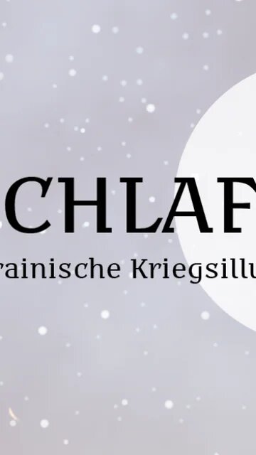 Zwei überlagerte Monde vor schwarzem Sternenhimmel im Vordergrund die Aufschrift Schlaflos: Ukrainische Kriegsillustrationen