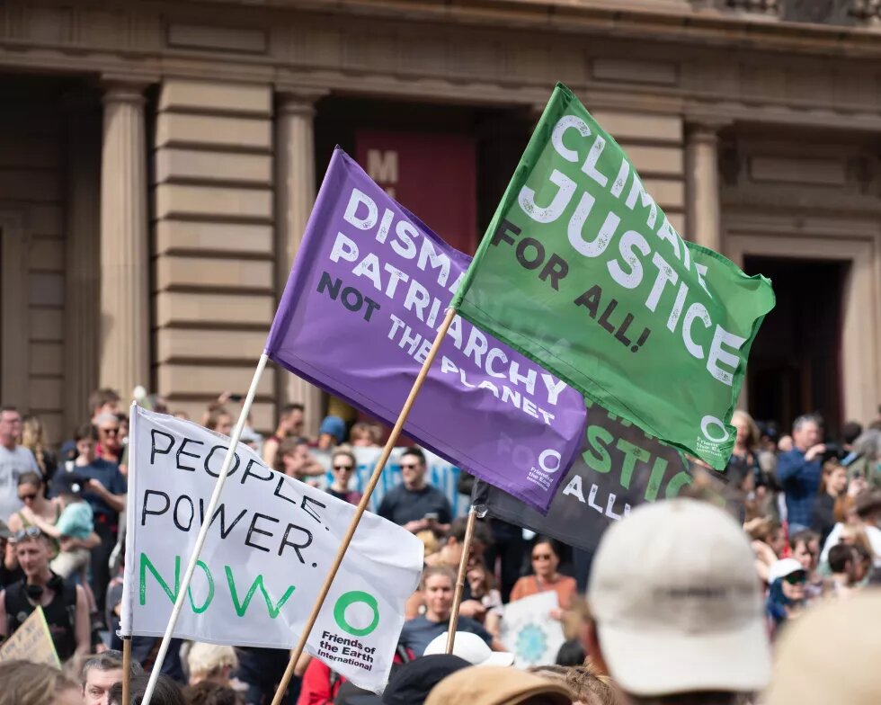 Climate Justice Banners in Demo